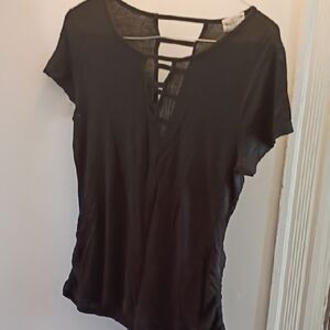 Glitz Black Short Sleeve Top with Strappy Back